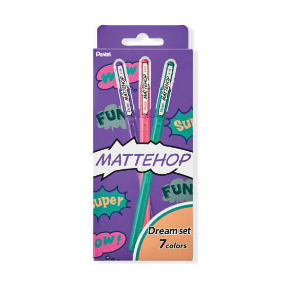 Pentel Hybrid Mattehop Gel Pen - Dream 7 Colors Set