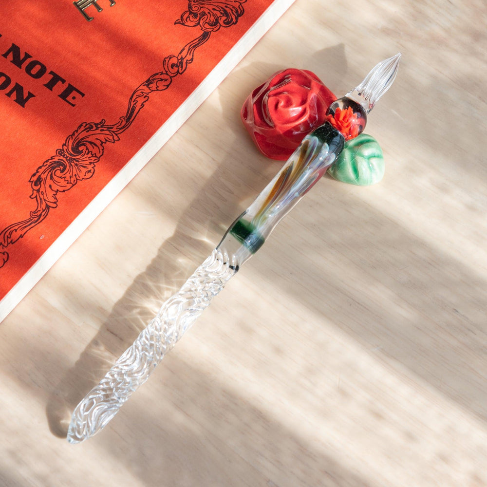 Orange Rose Glass Dip Pen