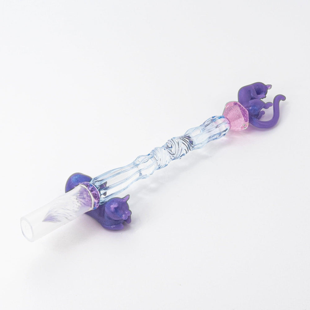 Pastel Purple Cat Glass Dip Pen with Pen Rest