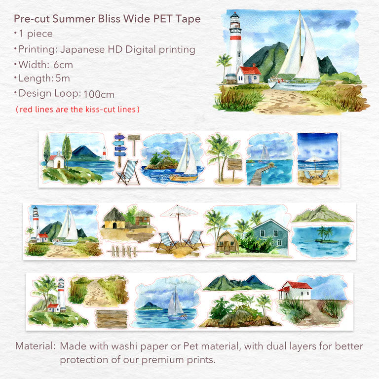 Pre-cut Summer Bliss Wide PET Tape