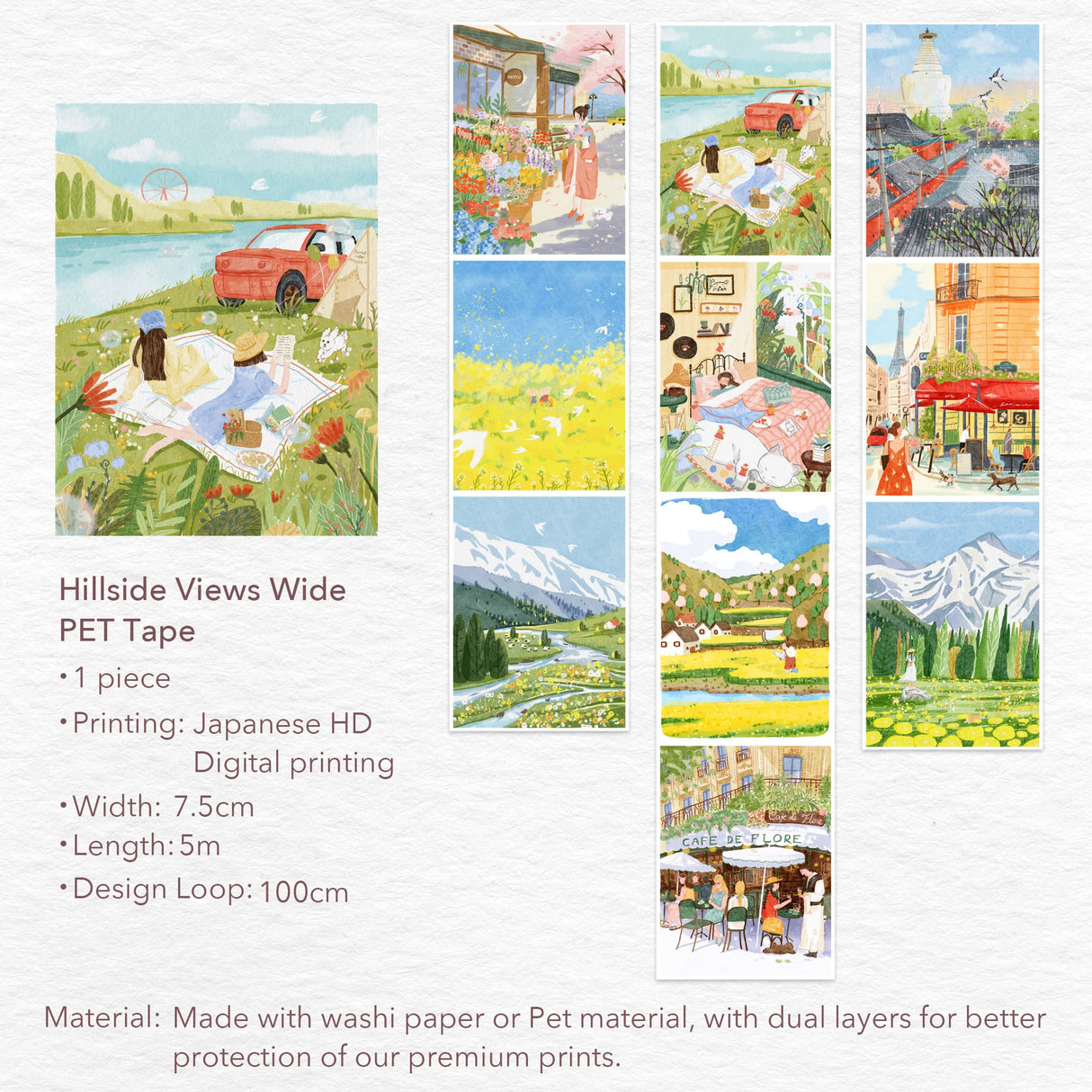 Hillside Views Wide Washi / PET Tape