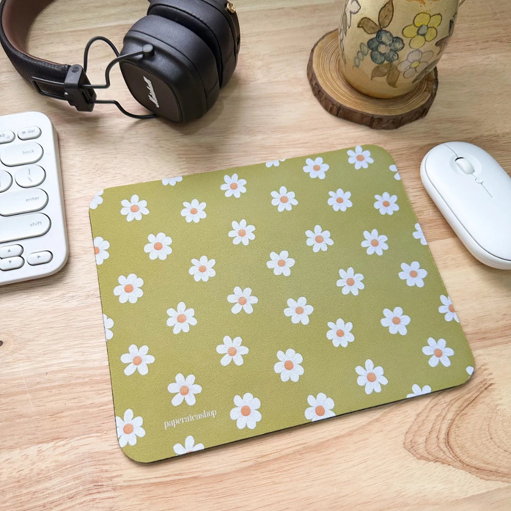 PaperaicaShop Olive Daisy Mouse Pad