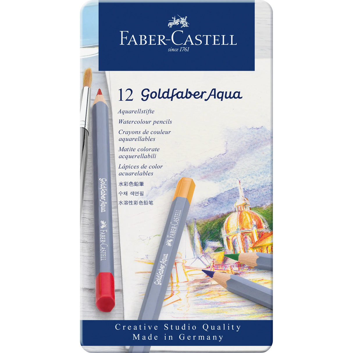 Faber-Castell Goldfaber Aqua Watercolor Pencils - Tin of 12