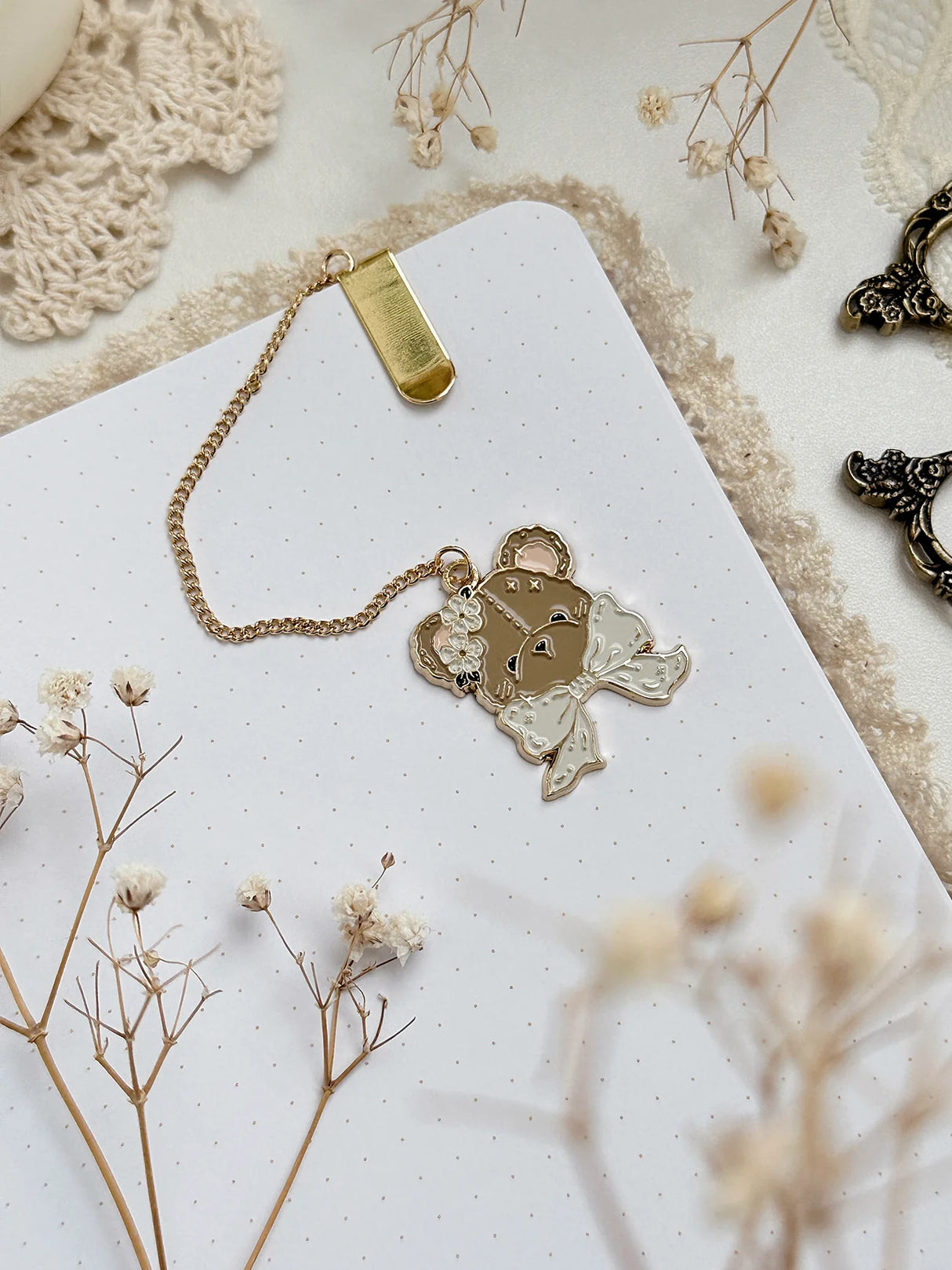 Teddy Bear Enamel Bookmark Pendant