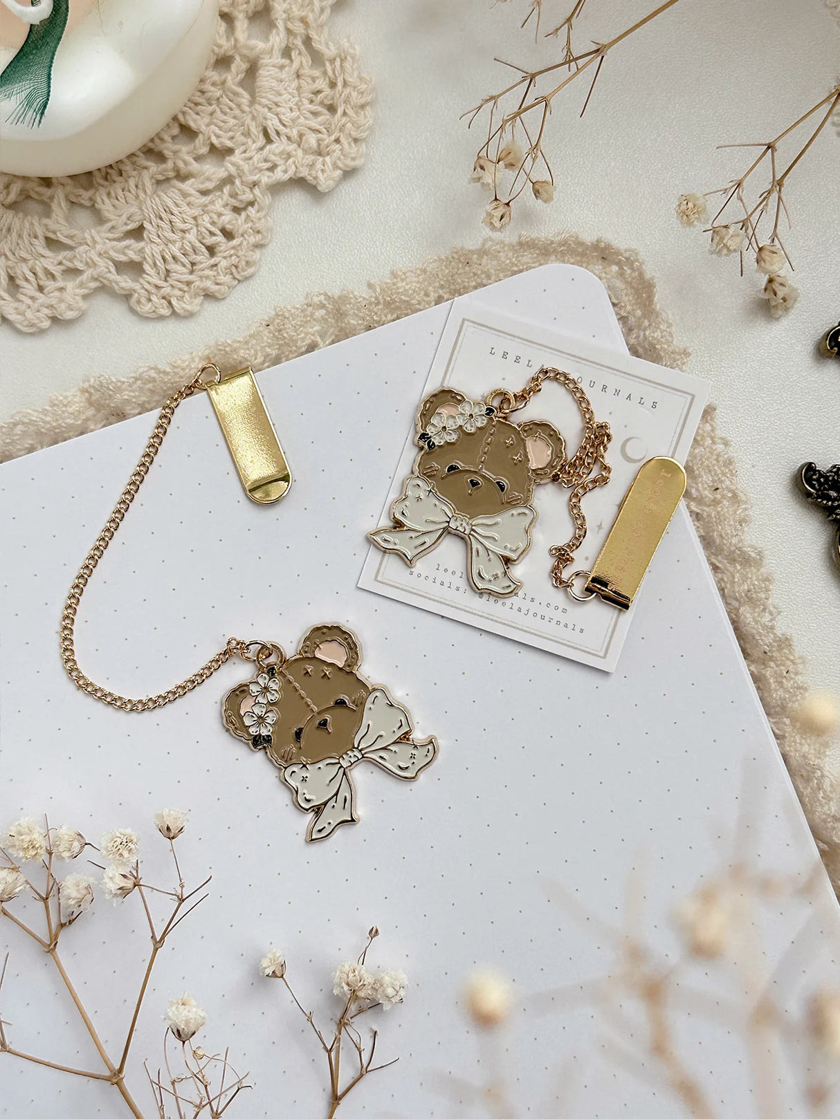 Teddy Bear Enamel Bookmark Pendant