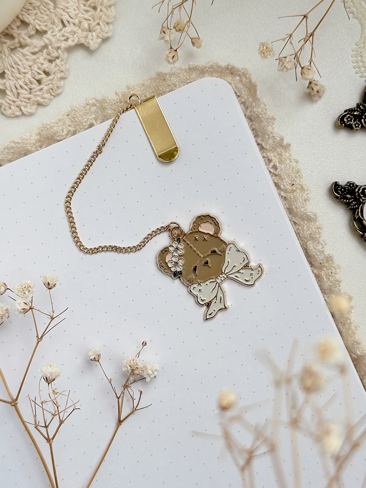 Teddy Bear Enamel Bookmark Pendant