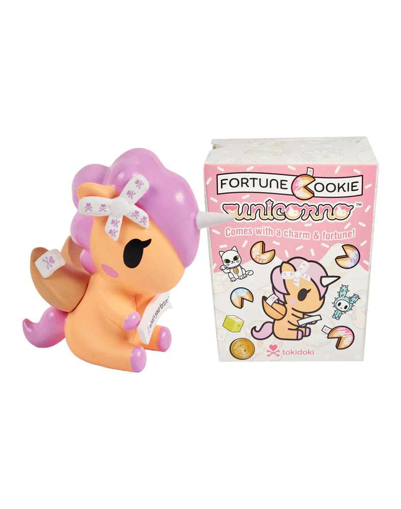 Good vibes and cute surprises are in your future! Each Fortune Cookie Unicorno Blind Box reveals one surprise figure and a special fortune inside! Open to discover which Unicorno destiny has chosen for you! With 9 adorable designs, each Unicorno is filled with sweetness, sparkle, and a touch of good luck! Collect them all and see what fortune awaits!