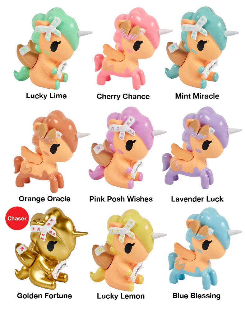 Good vibes and cute surprises are in your future! Each Fortune Cookie Unicorno Blind Box reveals one surprise figure and a special fortune inside! Open to discover which Unicorno destiny has chosen for you! With 9 adorable designs, each Unicorno is filled with sweetness, sparkle, and a touch of good luck! Collect them all and see what fortune awaits!