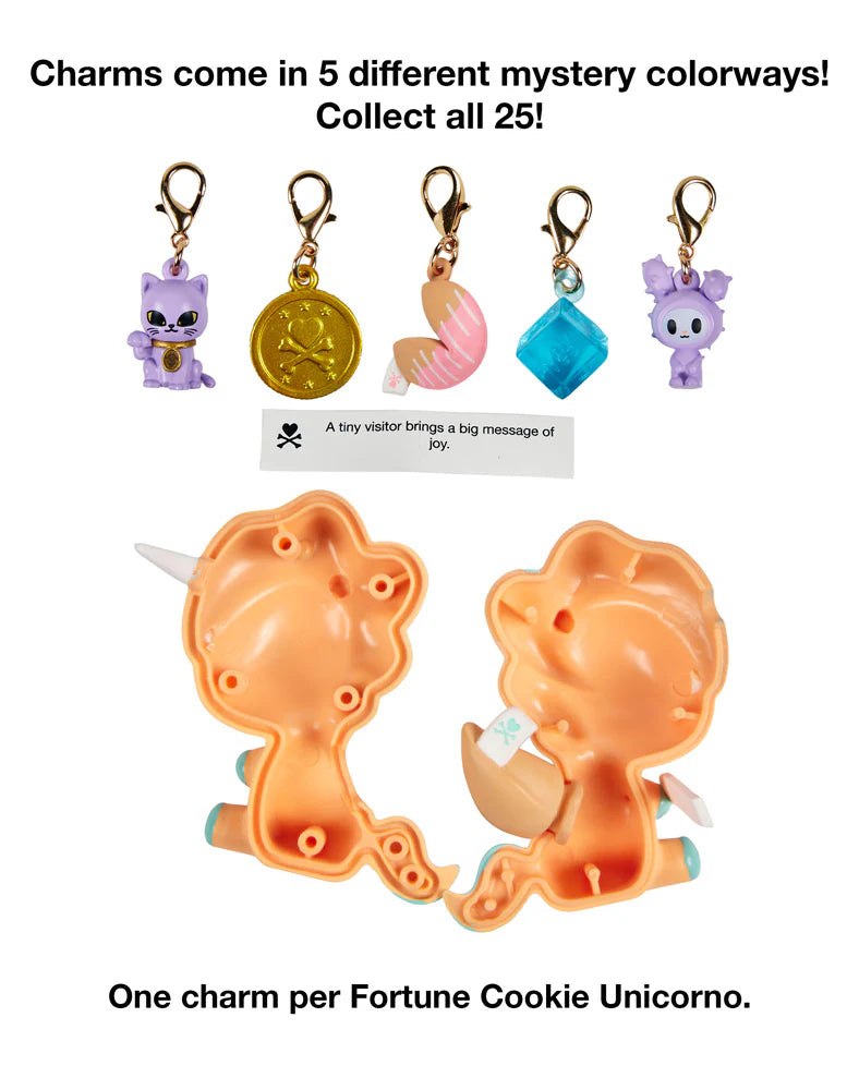 Good vibes and cute surprises are in your future! Each Fortune Cookie Unicorno Blind Box reveals one surprise figure and a special fortune inside! Open to discover which Unicorno destiny has chosen for you! With 9 adorable designs, each Unicorno is filled with sweetness, sparkle, and a touch of good luck! Collect them all and see what fortune awaits!