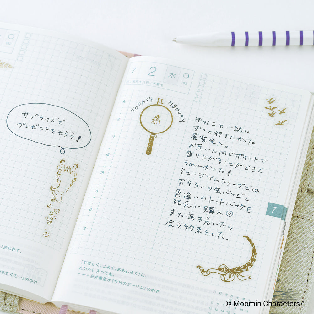 Hobonichi 2027 - Moomin: Foil-Stamped Clear Stickers (Adventure Log)