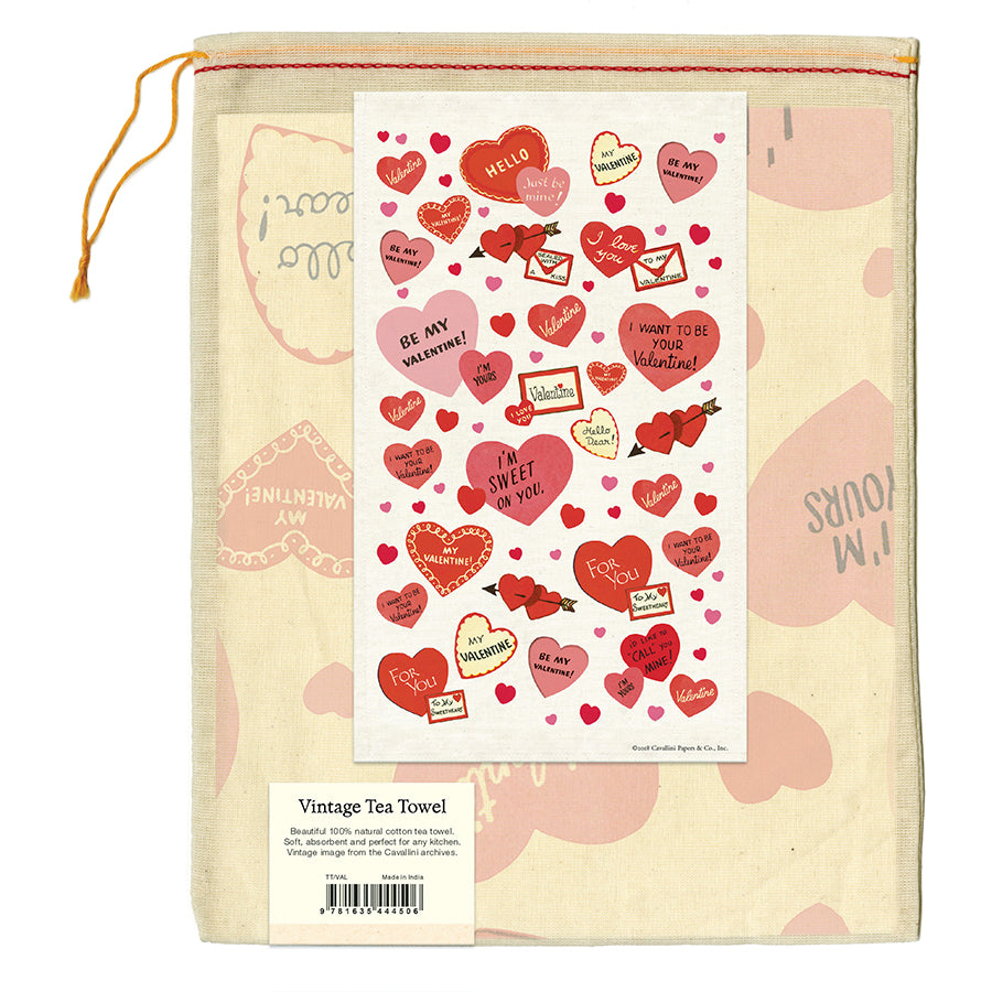 Paño de cocina con corazones de San Valentín