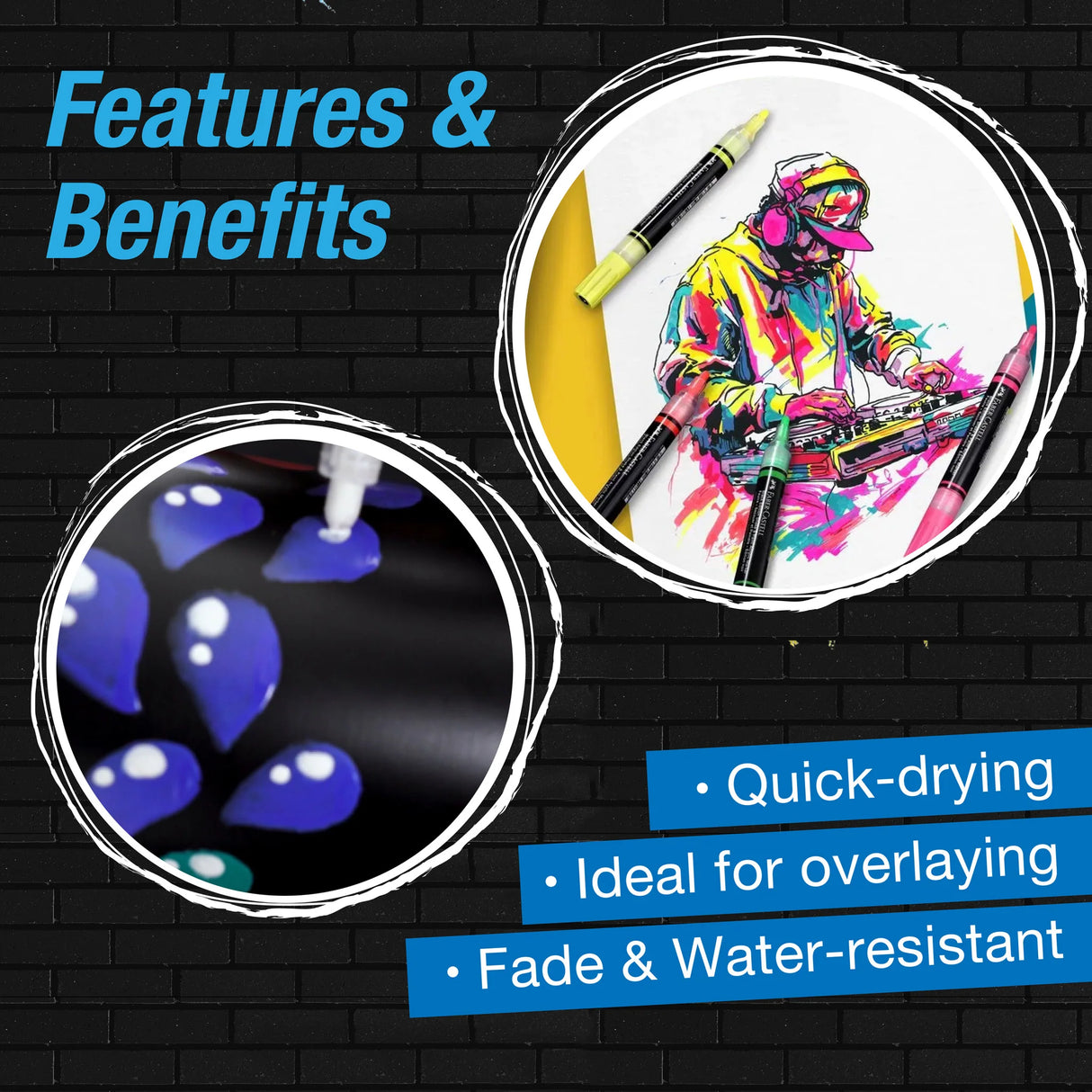 Faber-Castell Black Edition Shake & Paint Markers - Classic 6ct