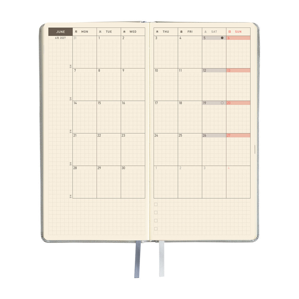 Hobonichi Techo Weeks 2027 - Leather: Noble Silver
