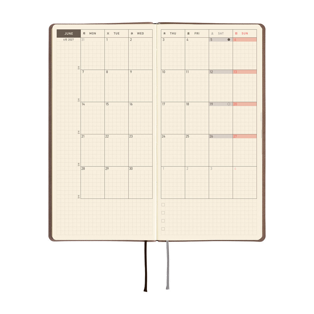 Hobonichi Techo Weeks 2027 - Smooth: Cafe au Lait