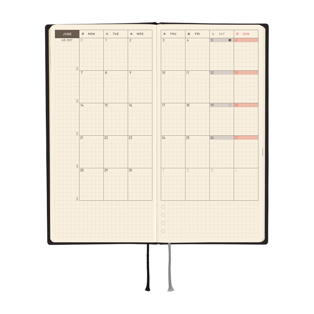 Hobonichi Techo Weeks 2027 - White Line: Black