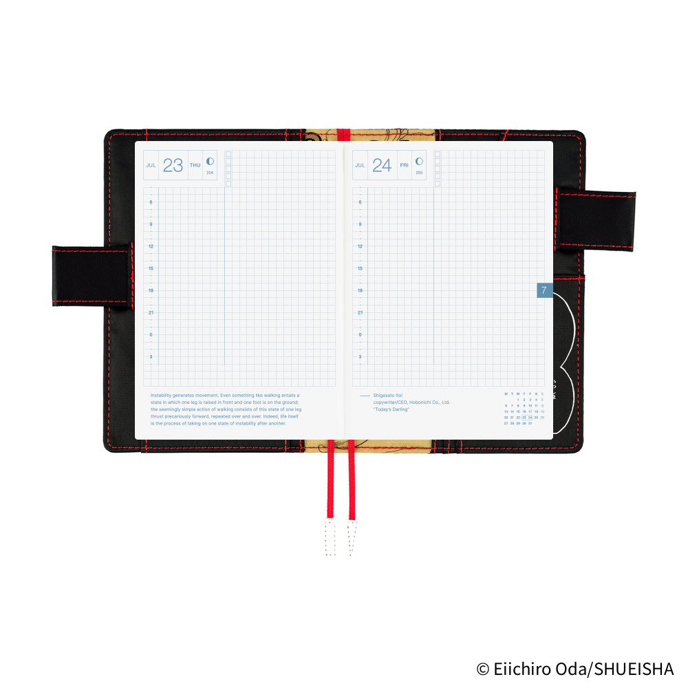 Hobonichi Techo 2026 Original Book & Cover A6 - ONE PIECE magazine Straw Hat Luffy (Black)