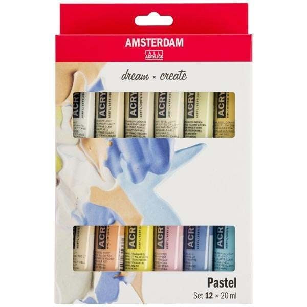 Amsterdam Standard Series Acrylic Paint Sets, 12-Color Pastel Set
