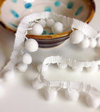White Ball Fringe / Pom Pom Fringe. Use these pom pom trim in your planner spread, gift wrapping, advent calendar, hat making, curtains, baby blanket, pillows and all kind of craft projects.