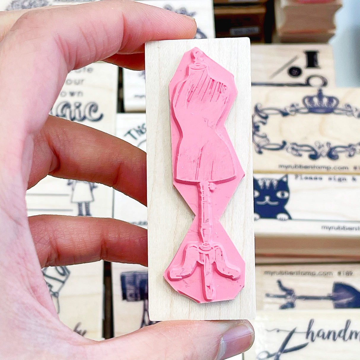 Vintage Mannequin Sewing Rubber Stamp