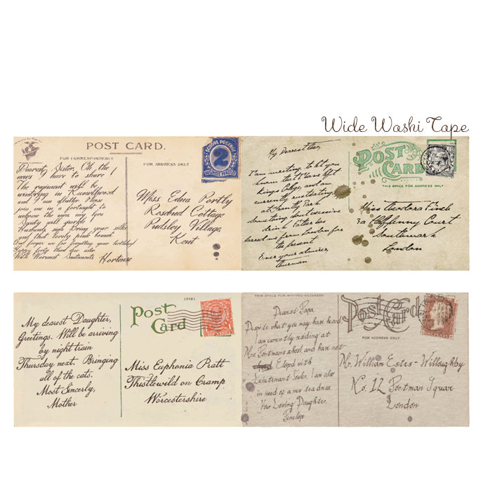 Cinta washi ancha con forma de postal antigua