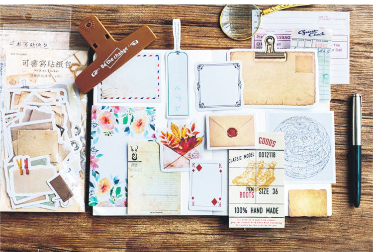 Vintage Label Writable Flake Sticker (45 pieces)