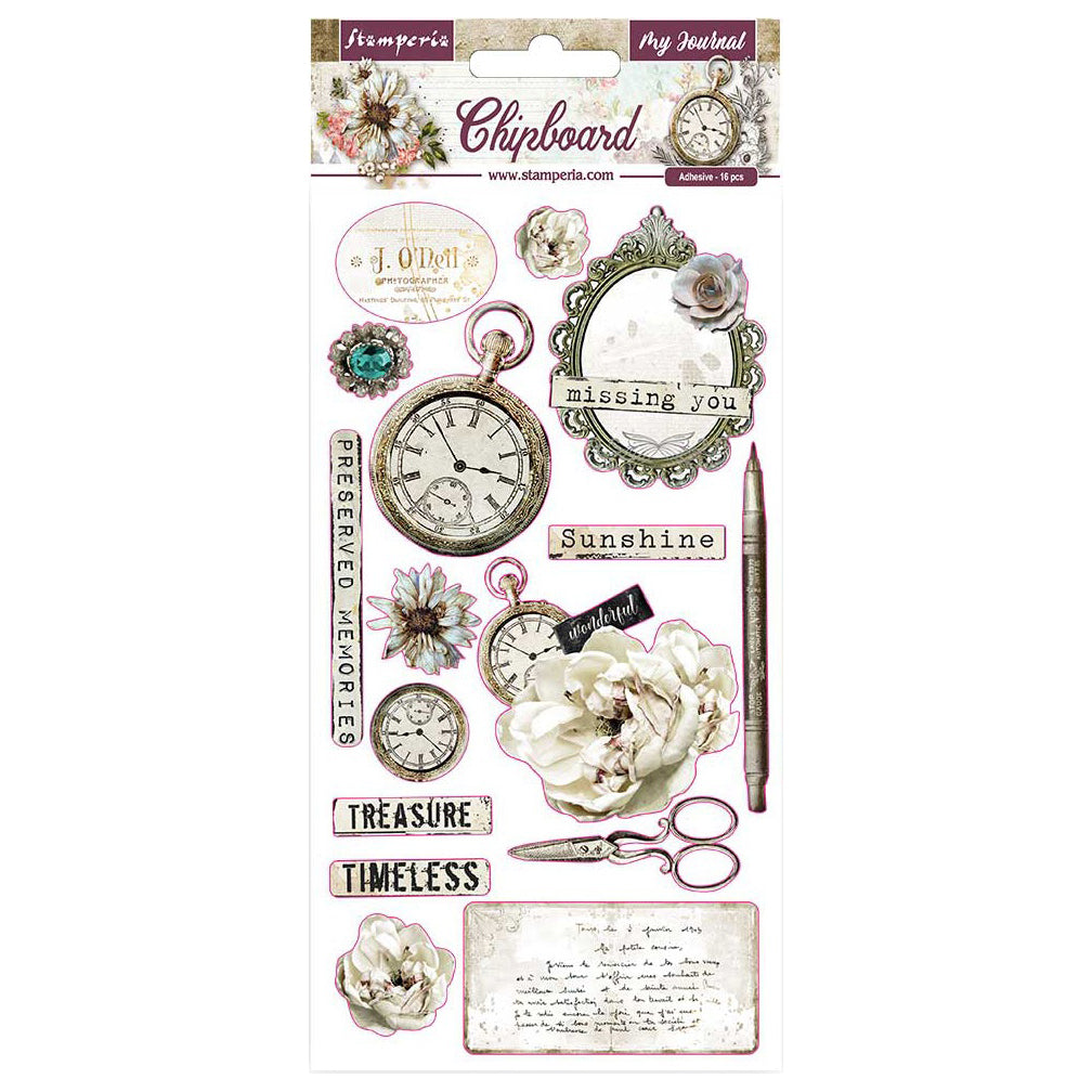 Journal Romantic Stamperia Adhesive Chipboard 6"X12"