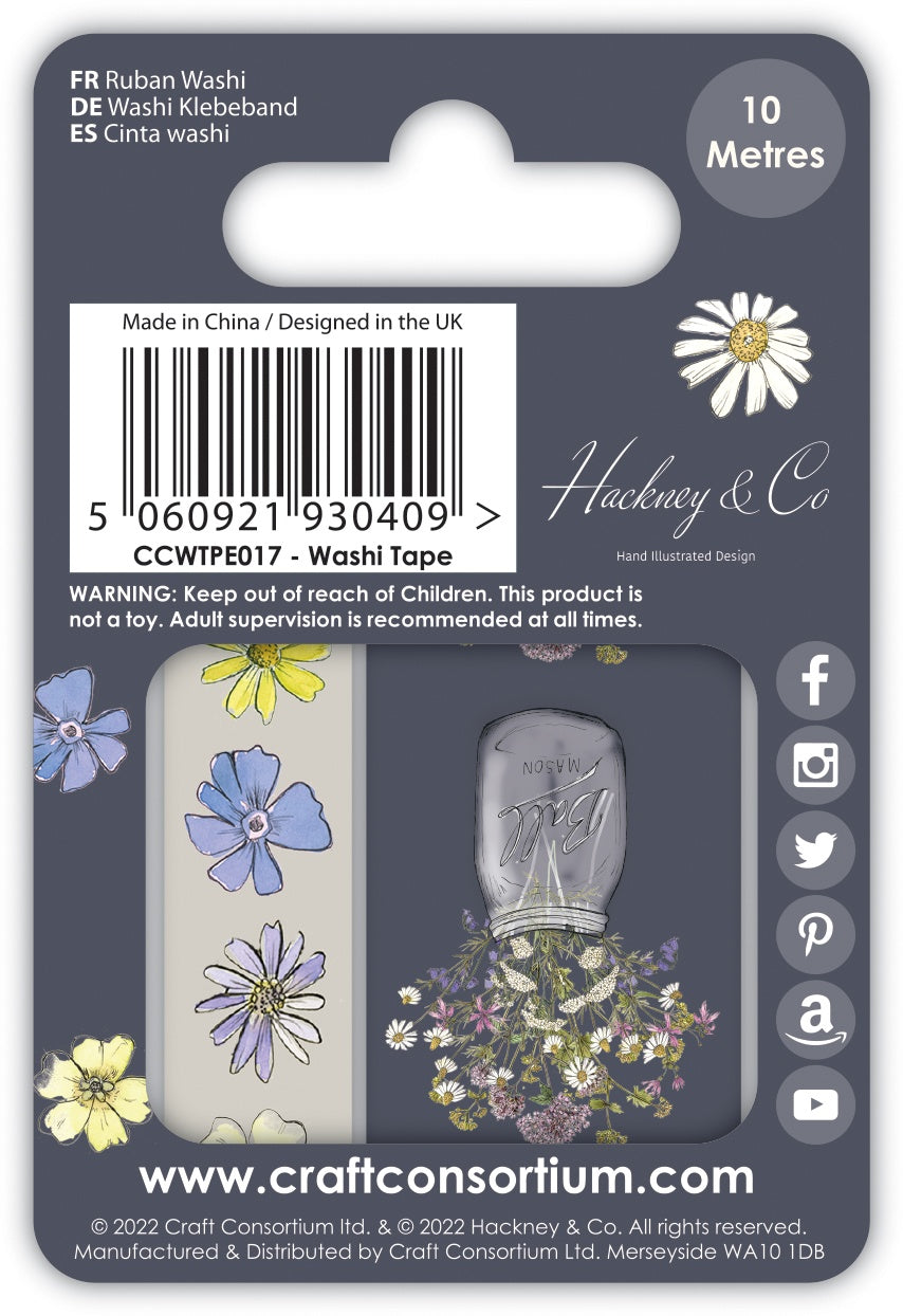 Paquete de 2 cintas washi con diseño de prado de flores silvestres