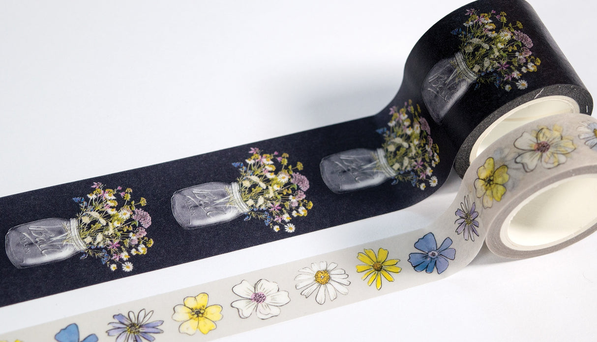 Paquete de 2 cintas washi con diseño de prado de flores silvestres