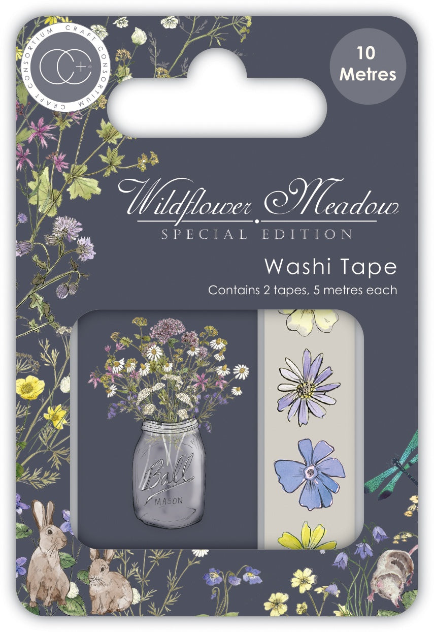 Paquete de 2 cintas washi con diseño de prado de flores silvestres