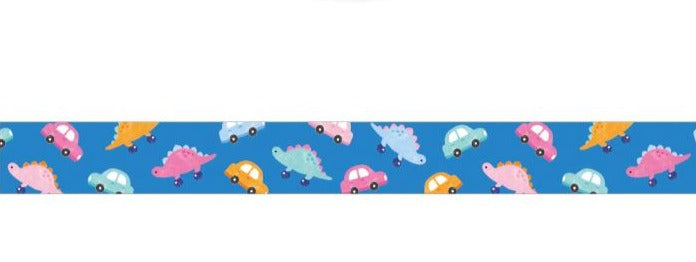 I would like to call this a surprise washi tape, it was a car design at first sight but when you look closely, there it hides some dinosaurs on wheels LOL!!!