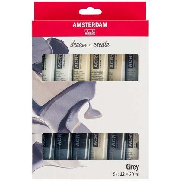 Amsterdam Standard Series Acrylic Paint Sets, 12-Color Grays Set