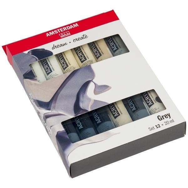 Amsterdam Standard Series Acrylic Paint Sets, 12-Color Grays Set