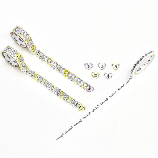 Bande Flower Days - Date Sticker & Day of Week Washi Tape