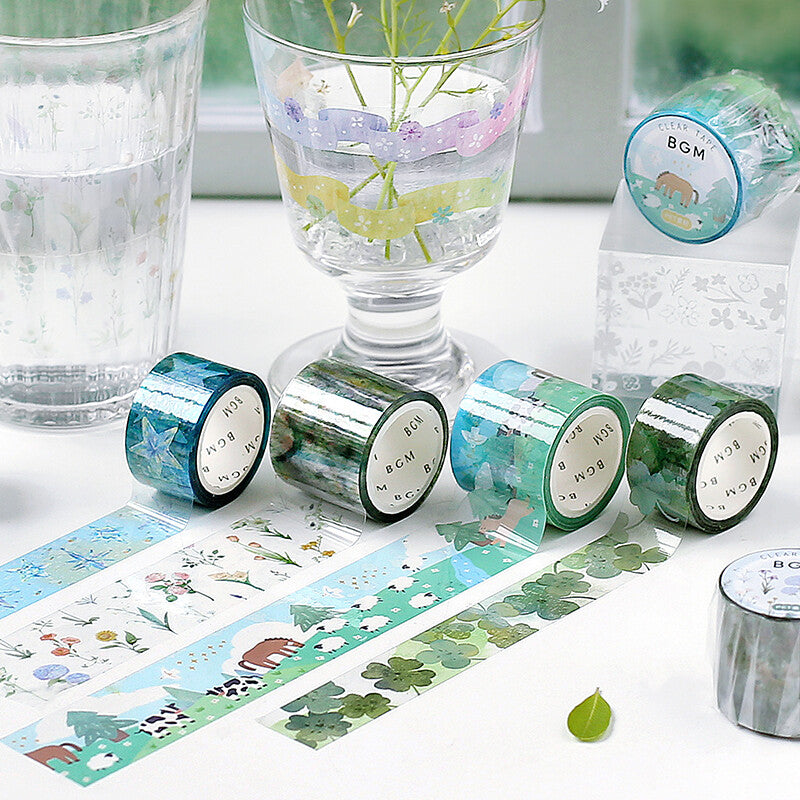 Cinta adhesiva transparente PET con patrón Flourish BGM