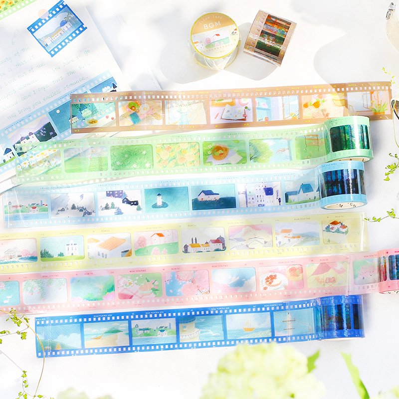 Light Blue Film Washi Tape Clear BGM
