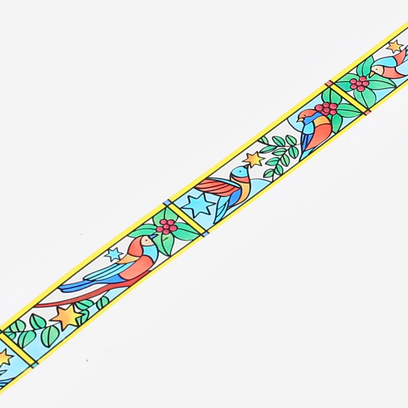 Stained Glass Birds and Plants Washi Tape Clear BGM