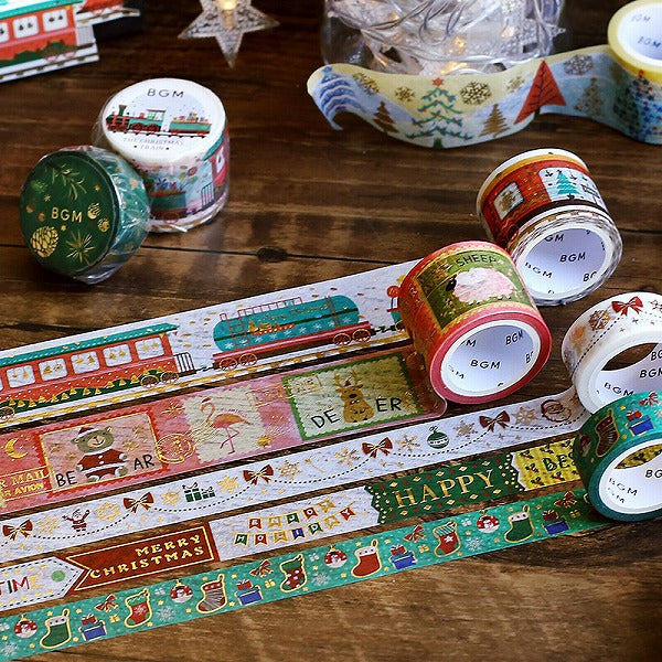 Snow Night Santa Sleigh Washi Tape Foil BGM