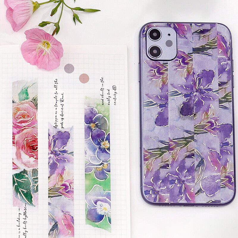 Watercolor Flower Rose Washi Tape BGM