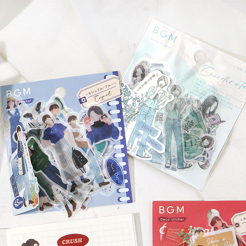 Pegatinas de acuarela con diseño de chica en copos de nieve (45 piezas)