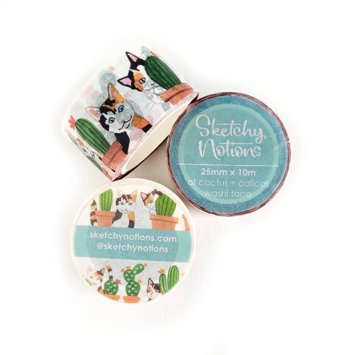 Cinta washi de cactus y calicos