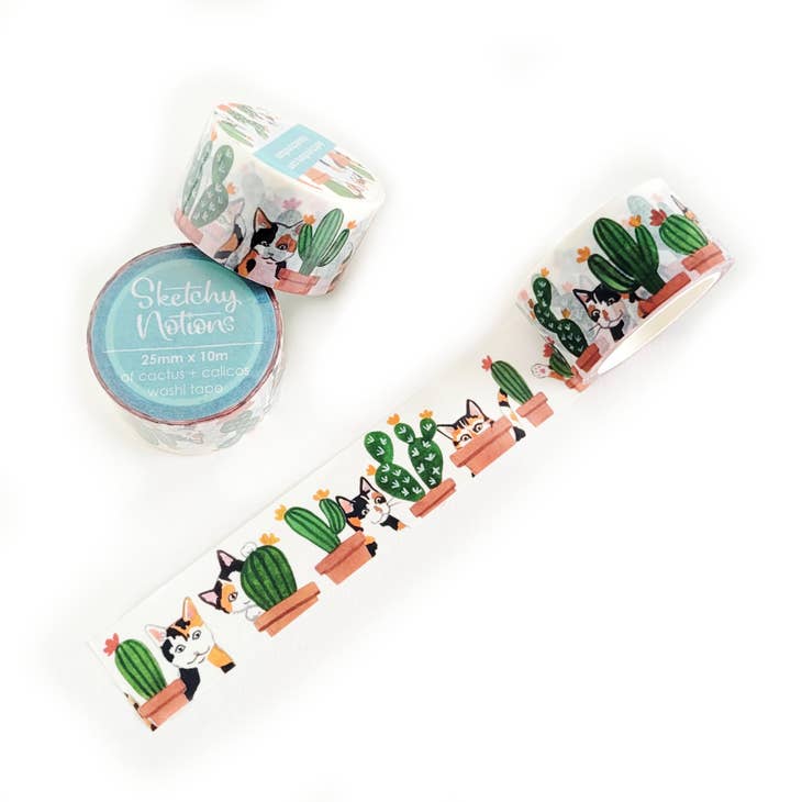Cinta washi de cactus y calicos