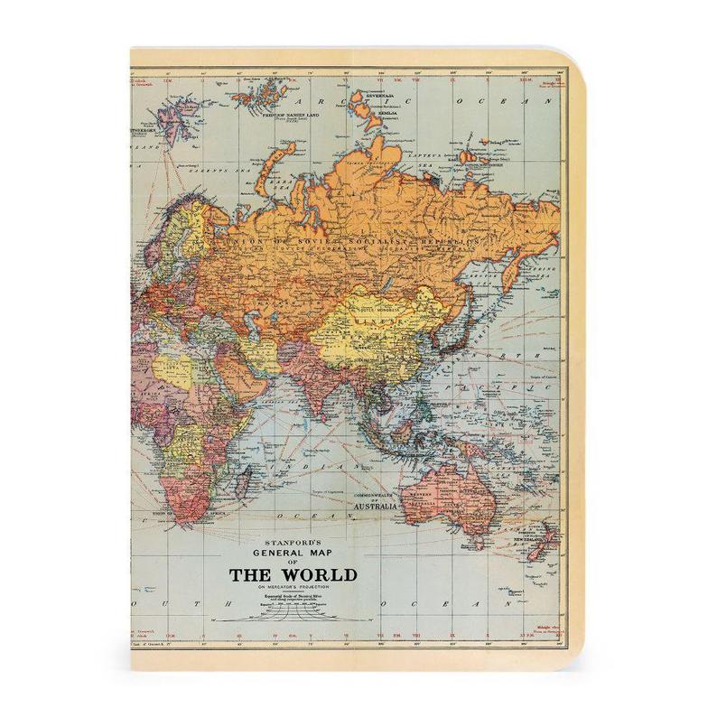 Juego de minicuadernos con mapas del mundo, paquete de 3 Cavallini & Co.