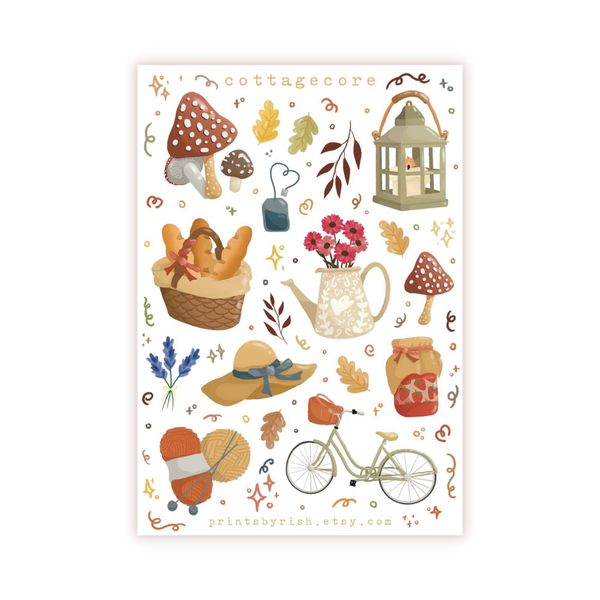 Cottagecore Sticker Sheet - Paper and Cake