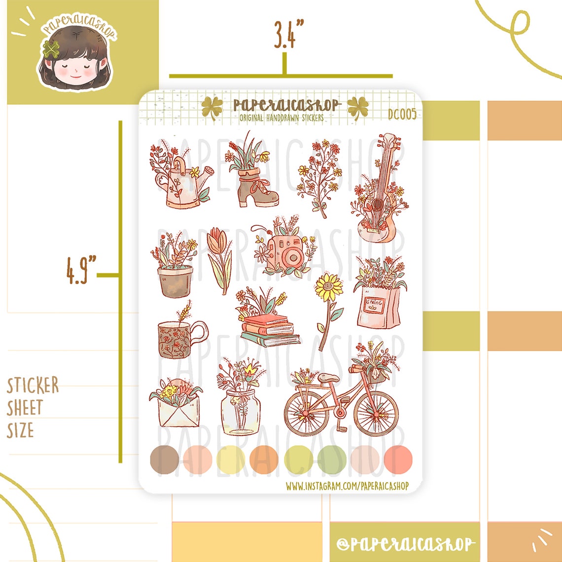 Pegatinas florales de primavera para planificador PaperaicaShop