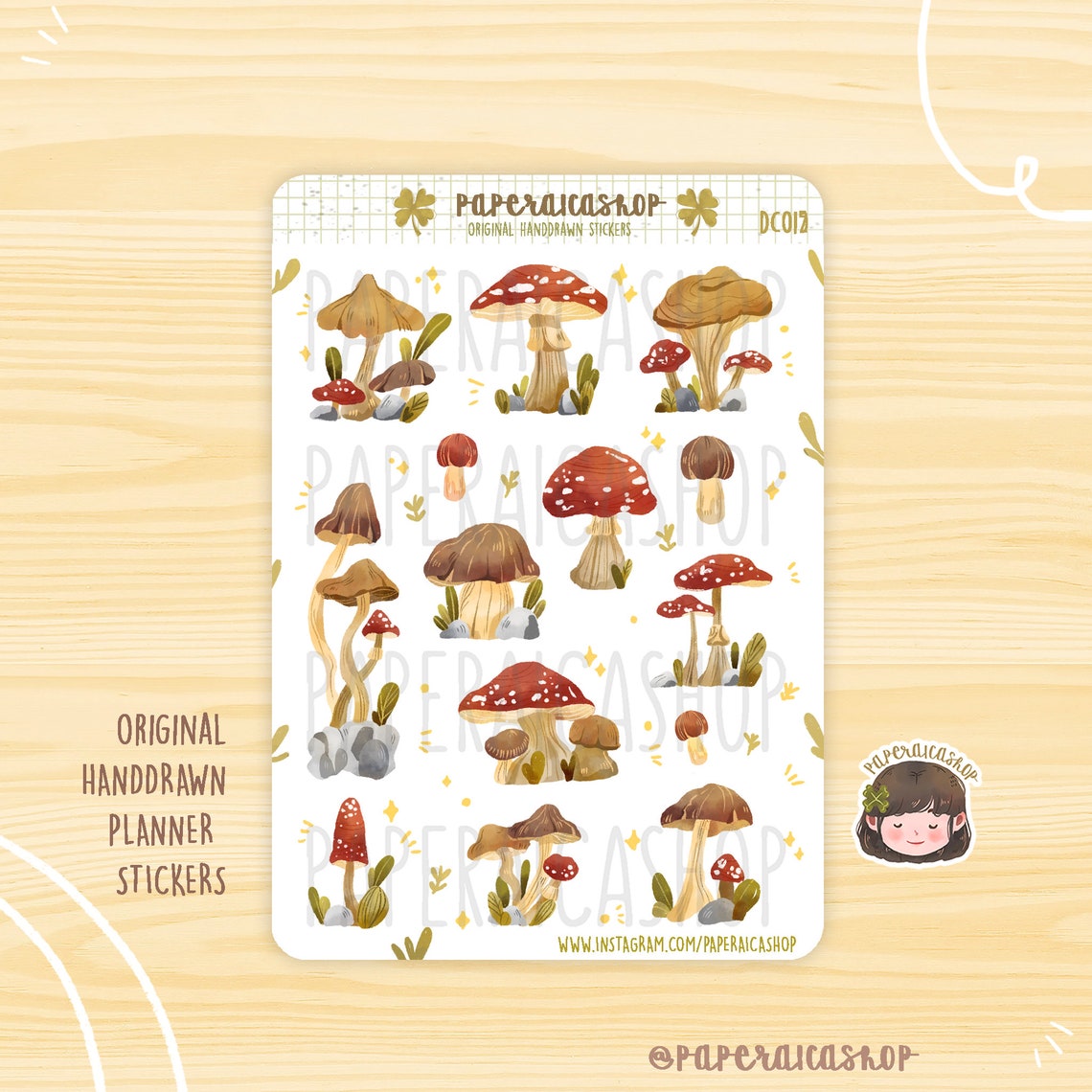 Cute Mushrooms Planner Stickers PaperaicaShop
