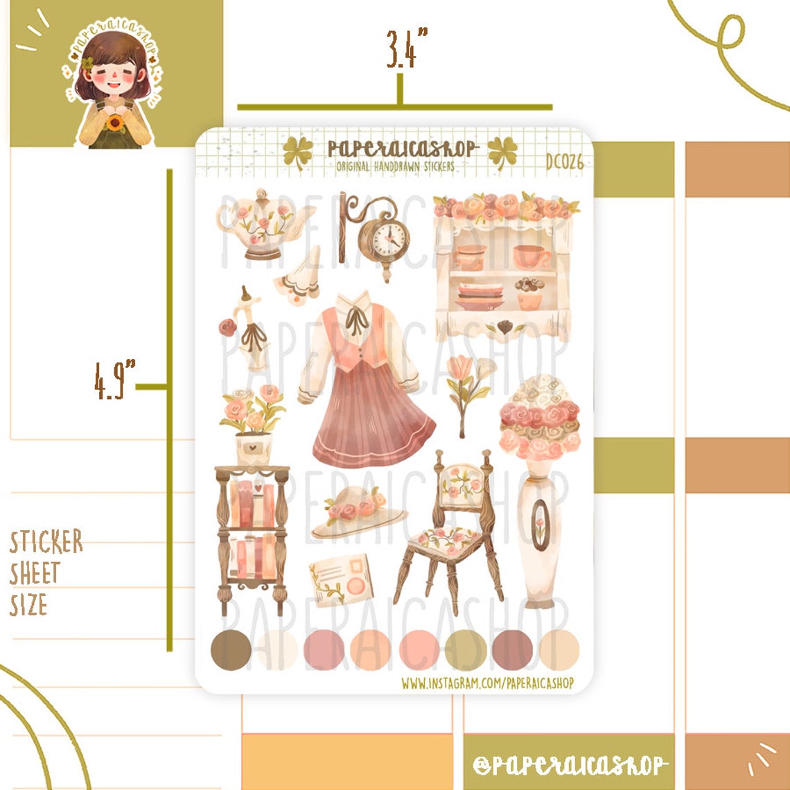 PaperaicaShop Rosy Dainty Stickers