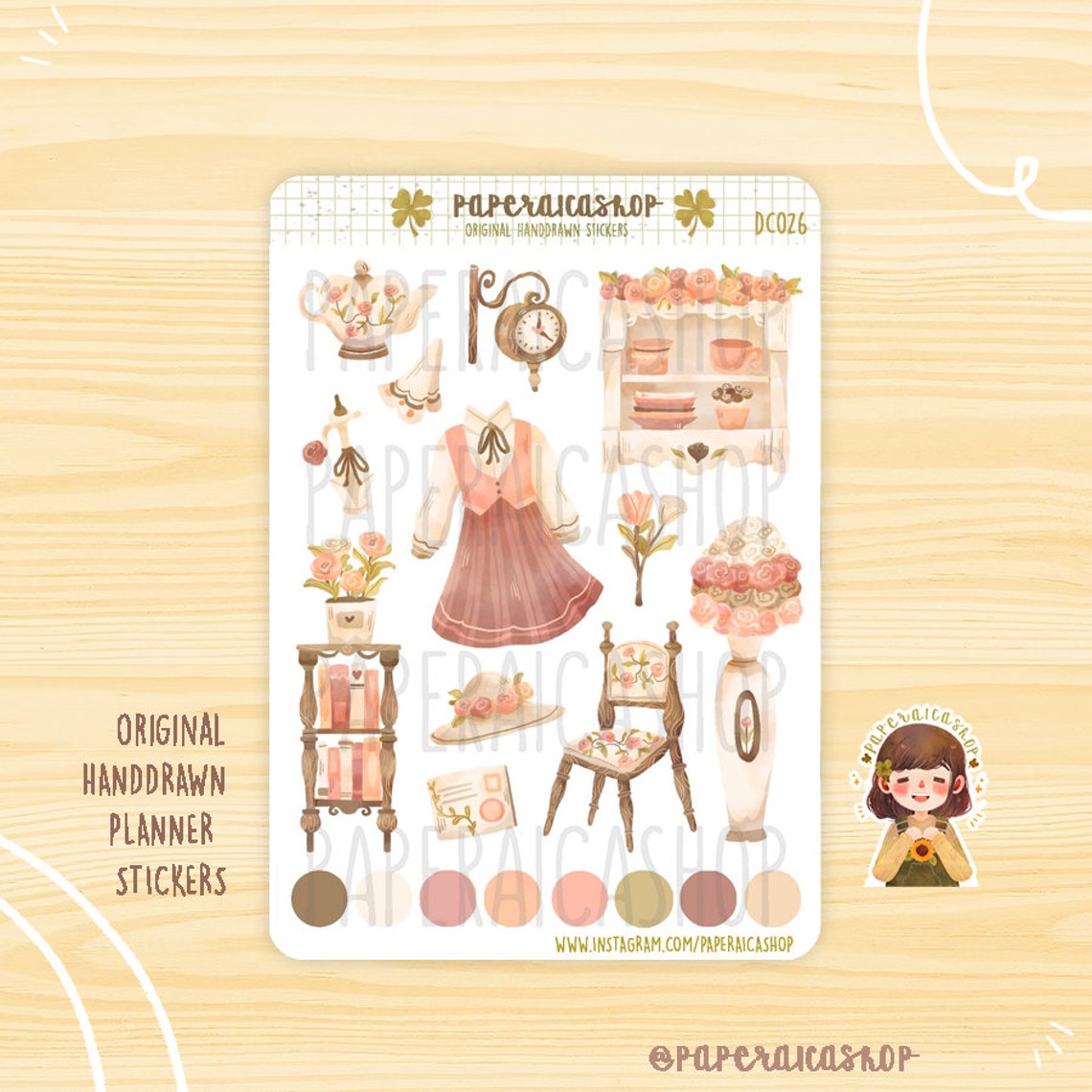 PaperaicaShop Rosy Dainty Stickers