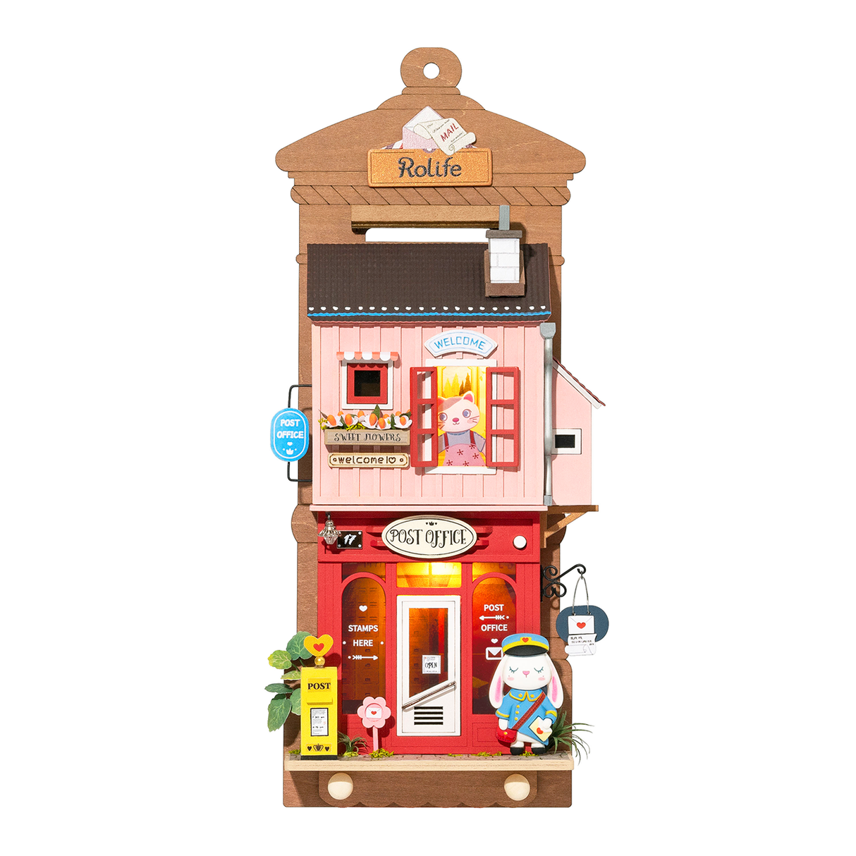 Kit de casa en miniatura para colgar en la pared con diseño de Love Post Office
