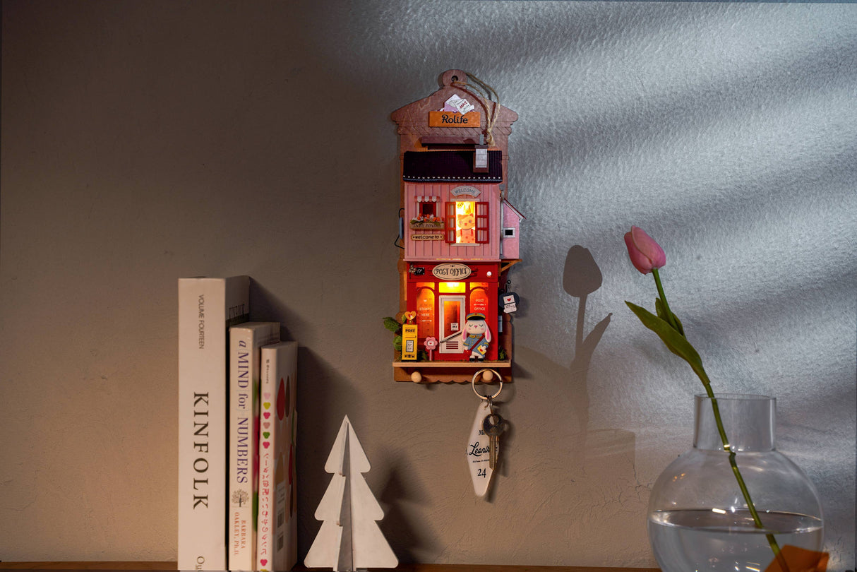 Kit de casa en miniatura para colgar en la pared con diseño de Love Post Office
