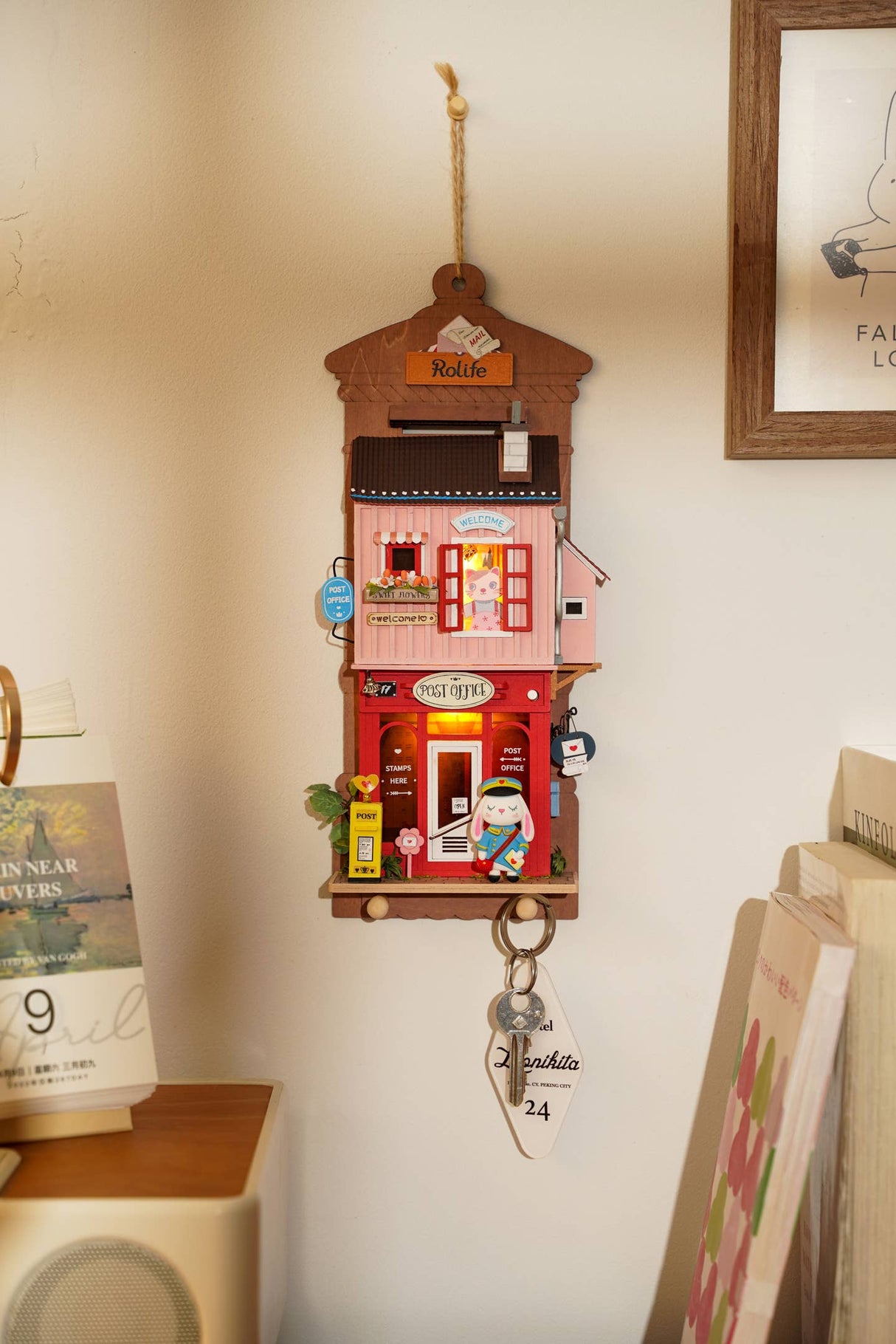 Kit de casa en miniatura para colgar en la pared con diseño de Love Post Office
